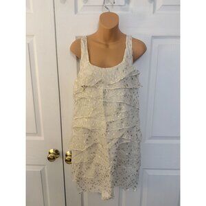 Shoshanna Womens Ruffled White With Gold Polka Dots Dress Party Size 8